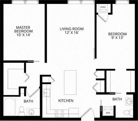 Marbella on Dean two bedroom apartment floor plan
